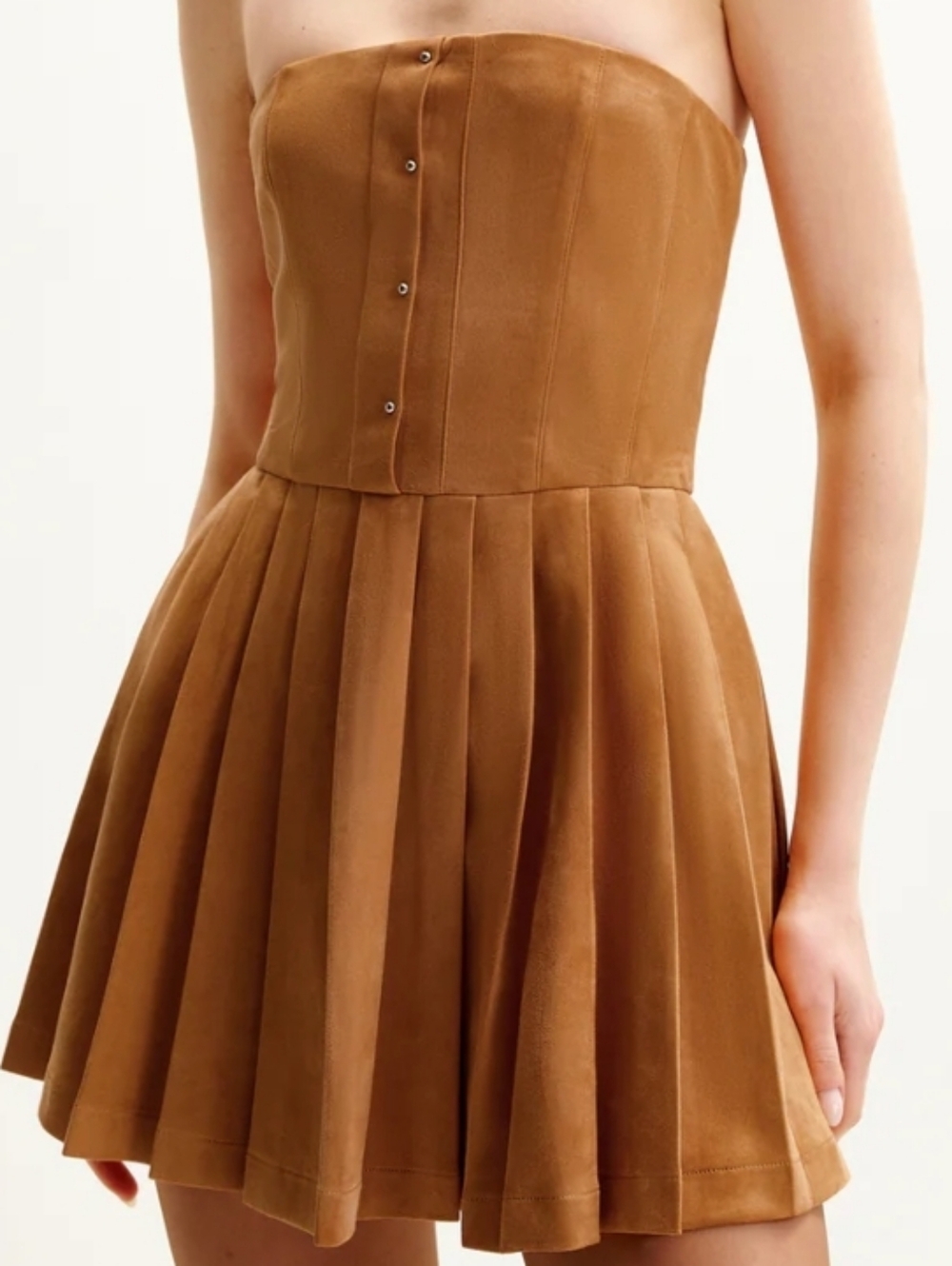 JW PEI Ellie Strapless Velvet/Faux Suede Pleated Mini Dress Size 4